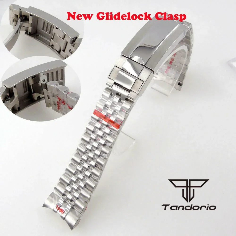 20 mm Edelstahl-Uhrenarmband, Armband, Ersatzteile, gebürstetes/mittelpoliertes Glide-Lock-System, passend für SUB-Uhrengehäuse