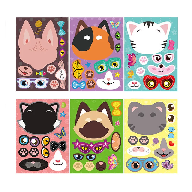 6 Sheets Farm Animals Assembled Sticker Set for Kids