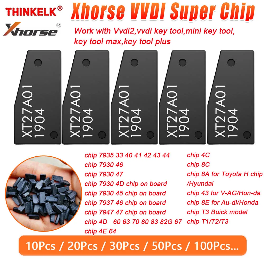 

Xhorse VVDI Super Chip XT27A01 XT27A66 Transponder Support Rewrite For VVDI Key Tool For ID46/40/43/4D/8C/8A/T3/47