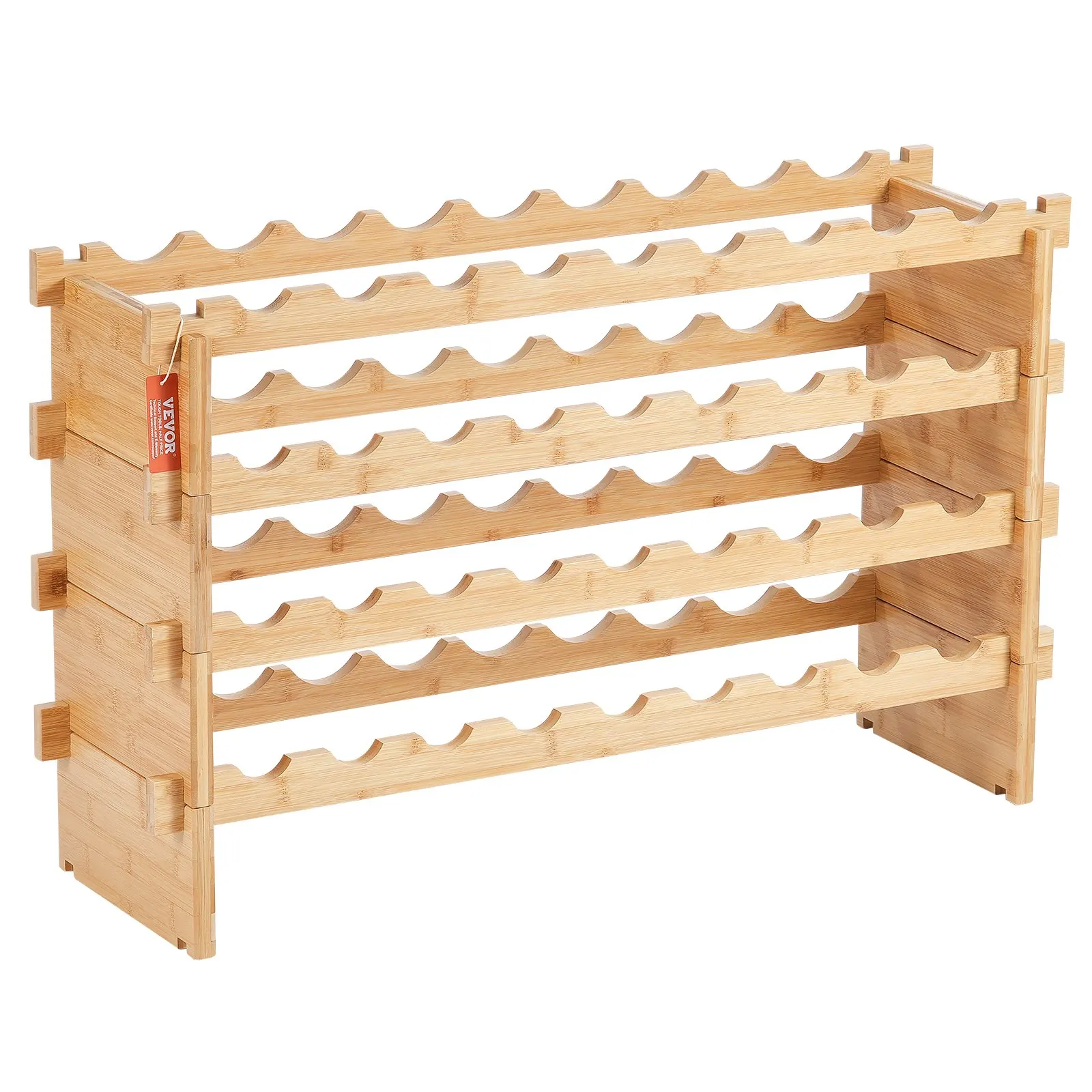 

36 Bottle Stackable Modular Wine Rack Bamboo Wood Display Shelf 4-Tier