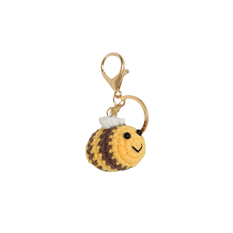 Novelty Creative Cute Knitting Bee Keychain Pendant Fashion Funny Bees Keyring Exquisite Backpack Decoration Accessories Gifts