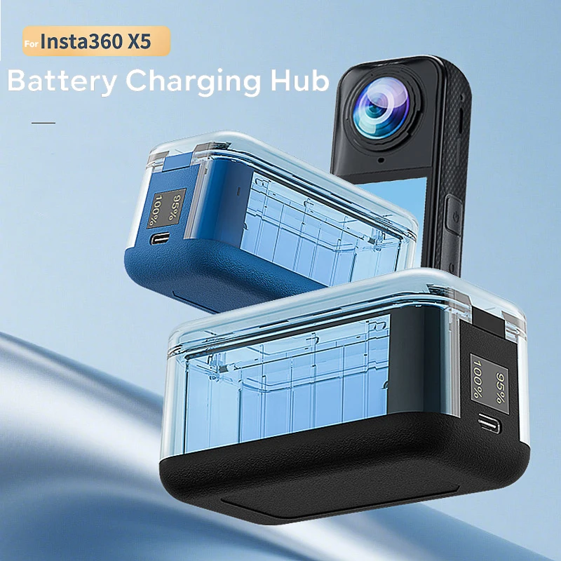 For Insta360 X5 Smart Charging Box Display Two Bay Fast Charge Battery Charger Case Accessory for Insta360 X5 Accessories
