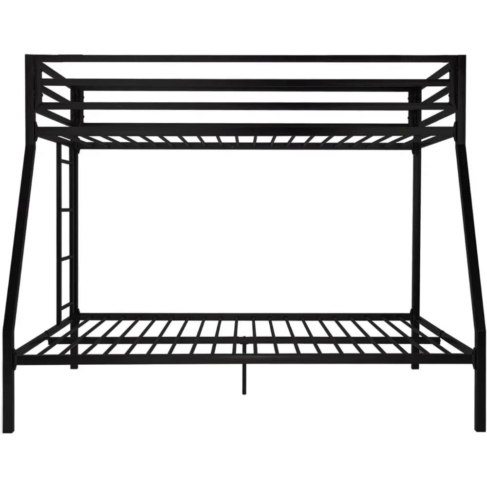 Metal Bunk Bed Twin Over Full Size with Removable Stairs, Heavy Duty Sturdy Frame with 12