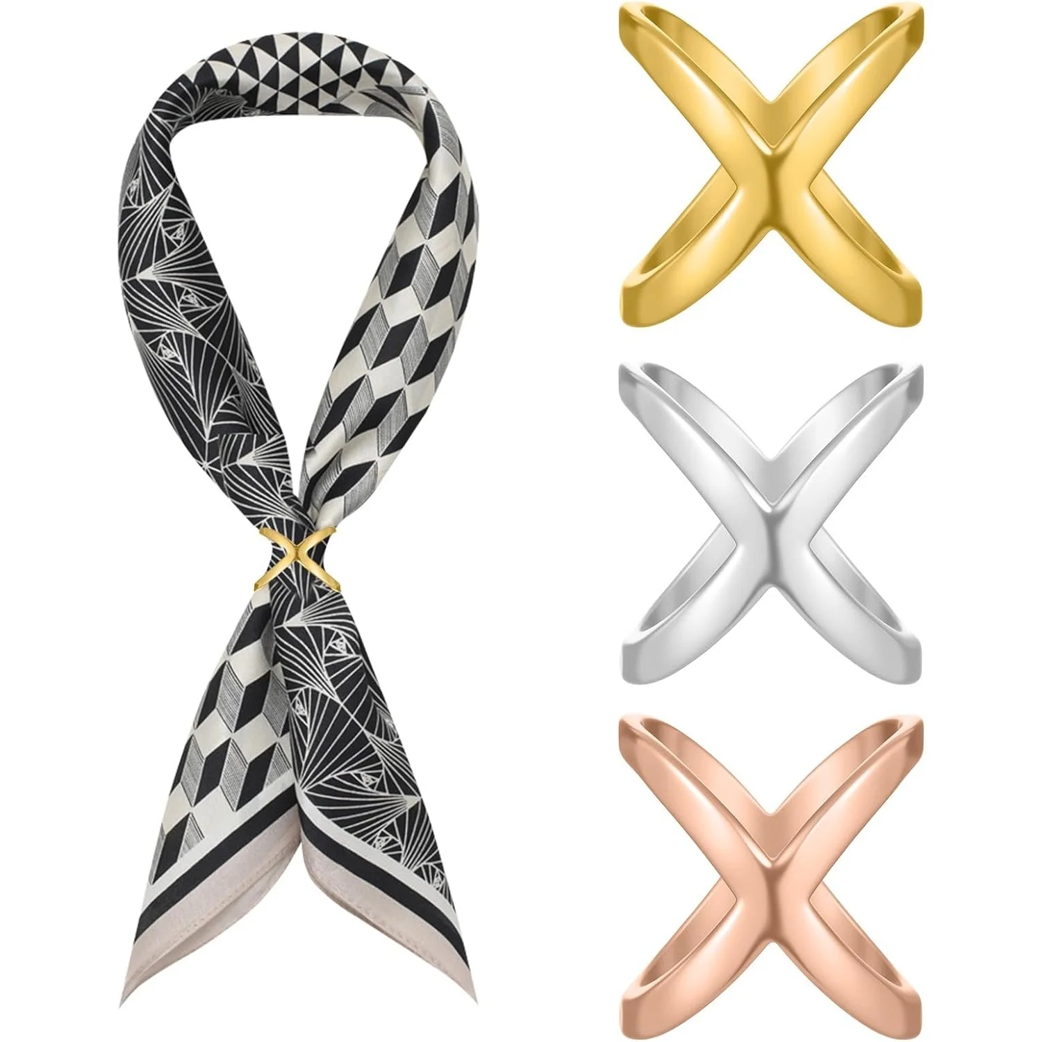 

3 packs of women's scarf buckles, gold/silver metal scarf clips, silk scarf/shawl buckles, can be used for T-shirts, scarves, shawls and other decorative accessories, the perfect Christmas gift