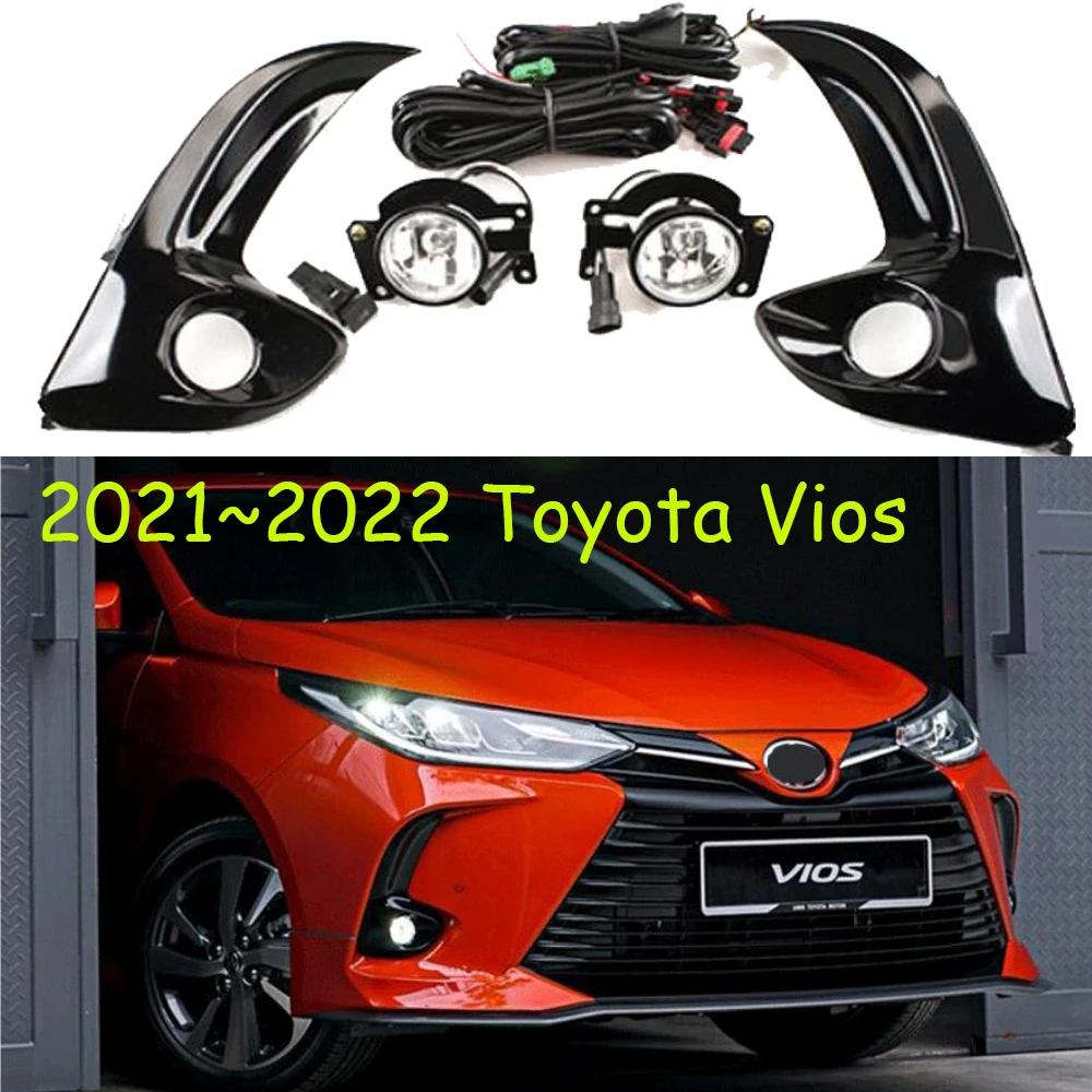 Car bumper headlight for vios fog light 2020~2022y car accessories halogen bulb 4300K wire of harness ON/OFF auto vios fog lamp