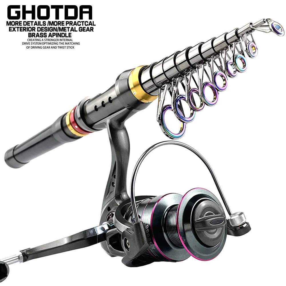 Portable Telescopic Fishing Rod Combination 1.8-3.6m with Reel Maximum Resistance 3-8kg Gear Ratio 5.2:1 Fishing Accessories