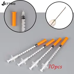 10pcs 1ml Disposable Plastic Veterinary Syringe With Needles For Pet Farm Animal Cat Dog Pig Cattle Sheep Horses