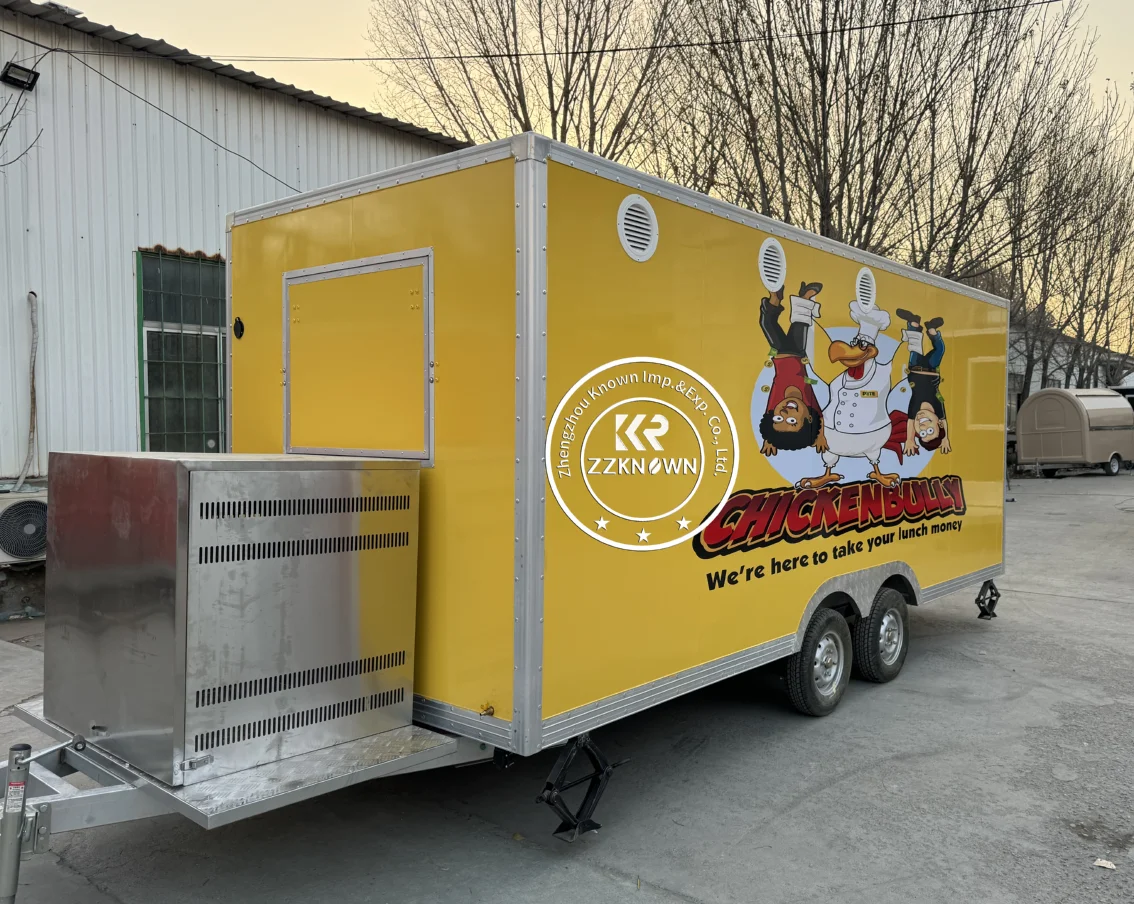 Street Fast Food Truck Custom Kitchen Equipments Snack Pizza Kiosk Concession Food Truck Trailer