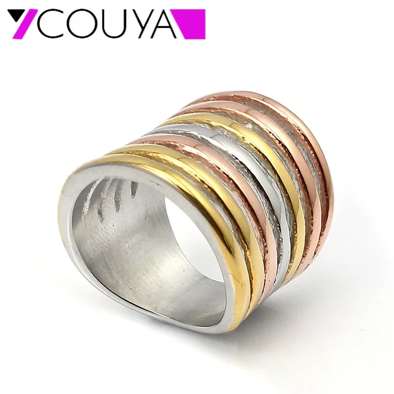 Free Shipping 316L Stainless Steel Ring Fine Fashion Big exaggerate 3 Colors Jewelry Ring Party Finger Rings Size 9 in bijou