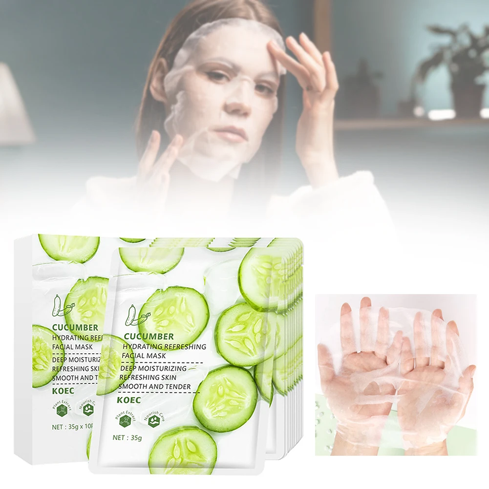 5/10/15pcs Cucumber Face Mask Hydrating Refreshing Facial Mask Deep Hydrating Refreshing Face Mask Skin Care Products