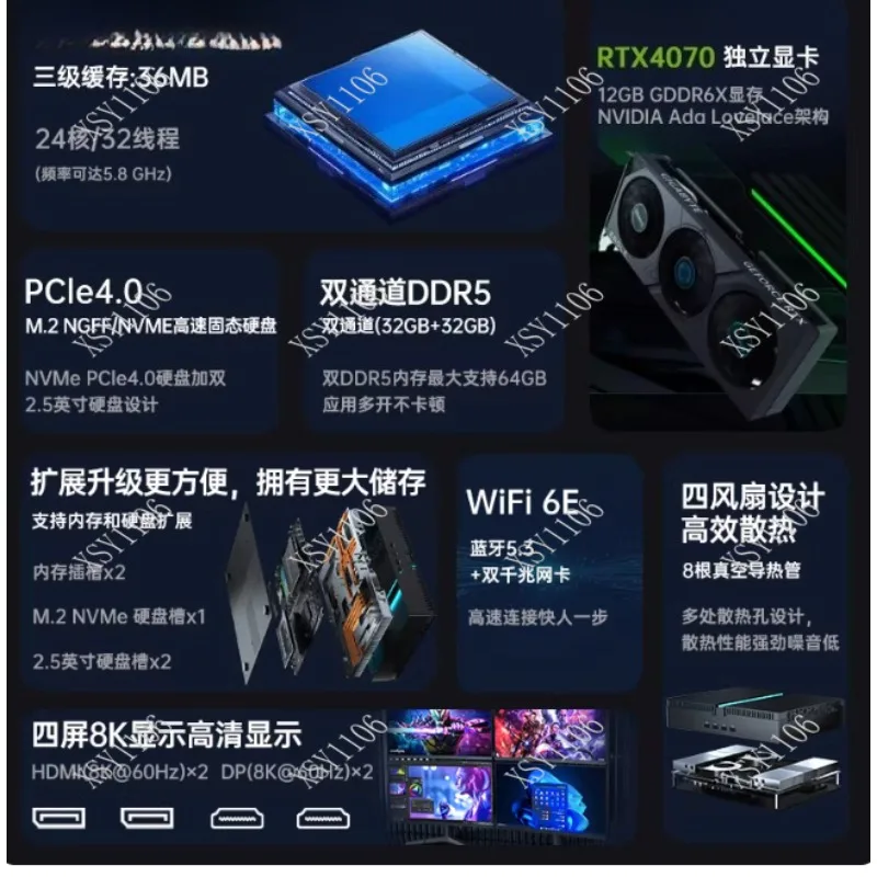 

14th Gen Core I9 Mini Gaming PC with RTX4070 Discrete Graphics Desktop Computer