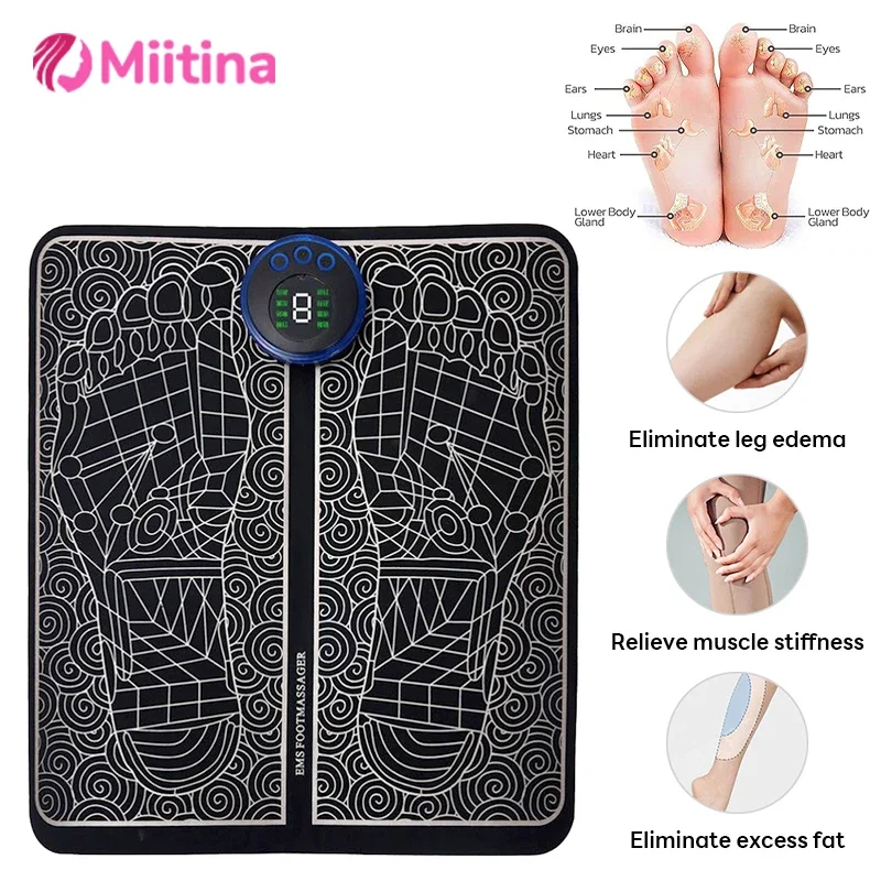 

8 Mode Foot Massager Stimulation Pad Electric Foot Massager Remote Strength Lightweight Relieve Foot Pressure Relax 19 Levels