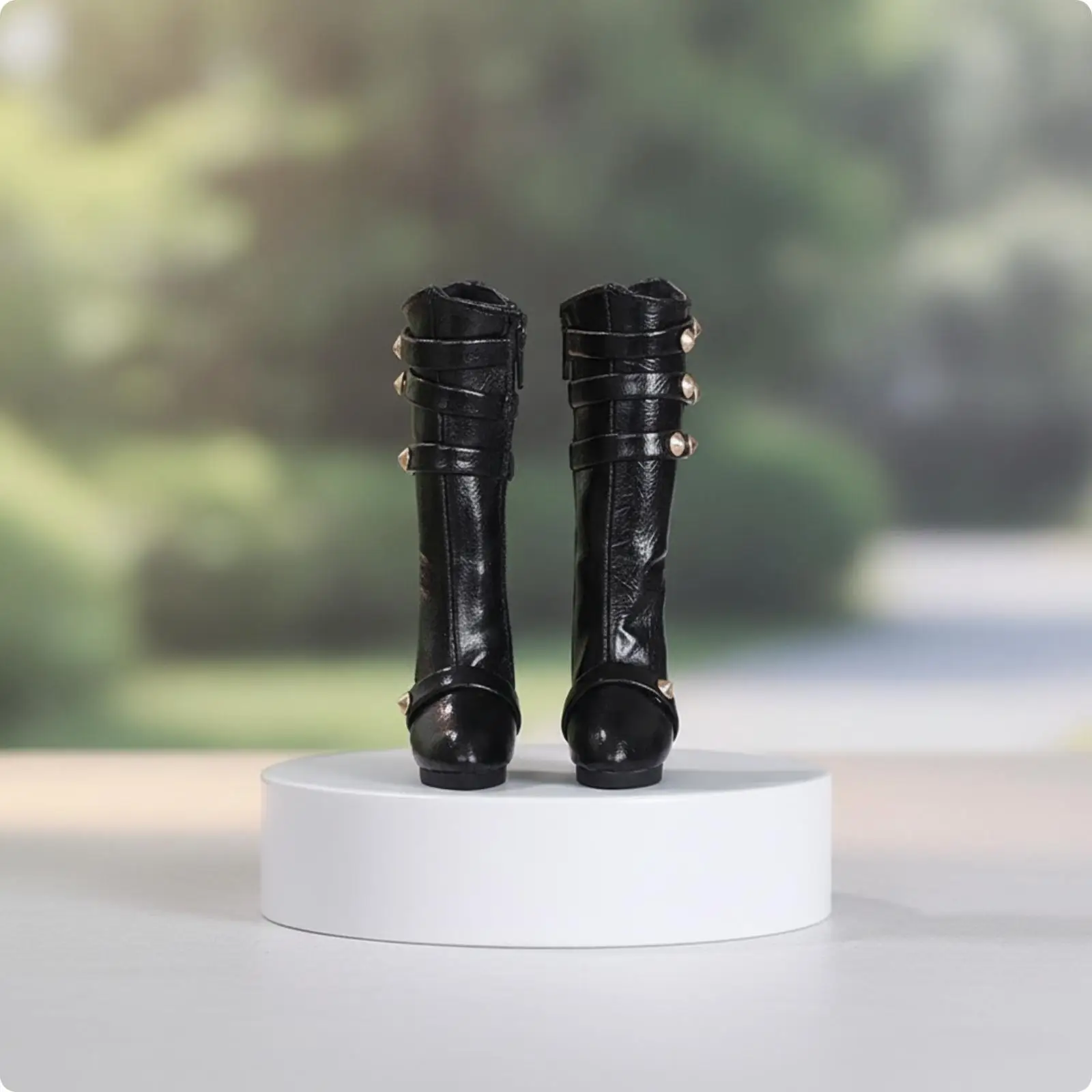 Knee-High Doll Boots with Zipper Sophisticated Pointed Toe Doll Boots with Straps BJD Shoes Miniature Footwear Handmade