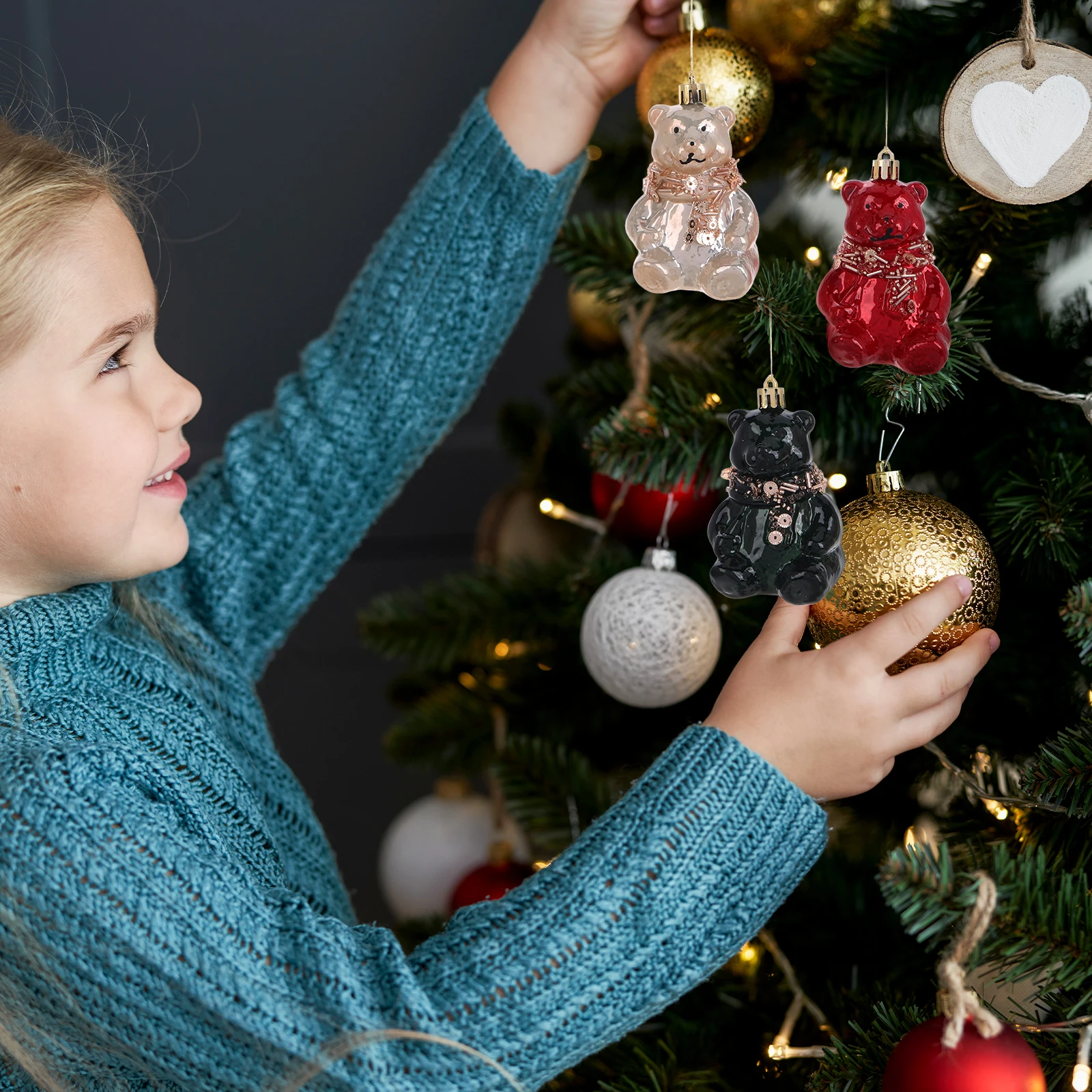 

3Pcs Christmas Hanging Ornaments Festive Plastic Holiday Bear Decorations Xmas Christmas Tree Hanging Decorations