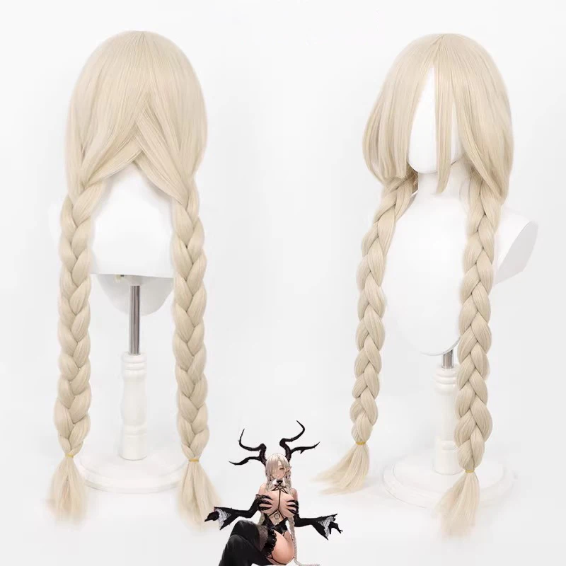 Cosplay-Perücke Azur Lane Anime-Perücke Owari Lange Blonde Synthetische Perücke mit Simulierter Kopfhaut Flauschig und Voluminös Doppelt Geflochtene Cosplay-Perücke
