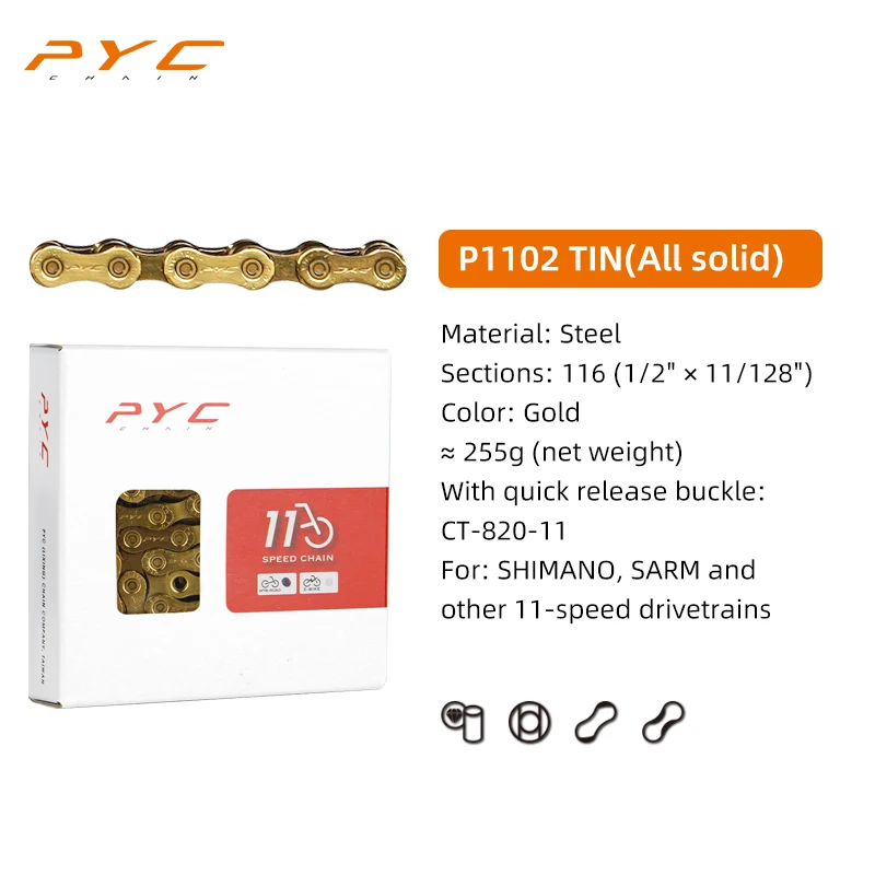 PYC Fietsketting Chroom Harden & Mushroom Pin Klinktechnologie voor Shimano, SARM, 10 11 12 Speed ​​Aandrijflijnen Fietsen Onderdeel