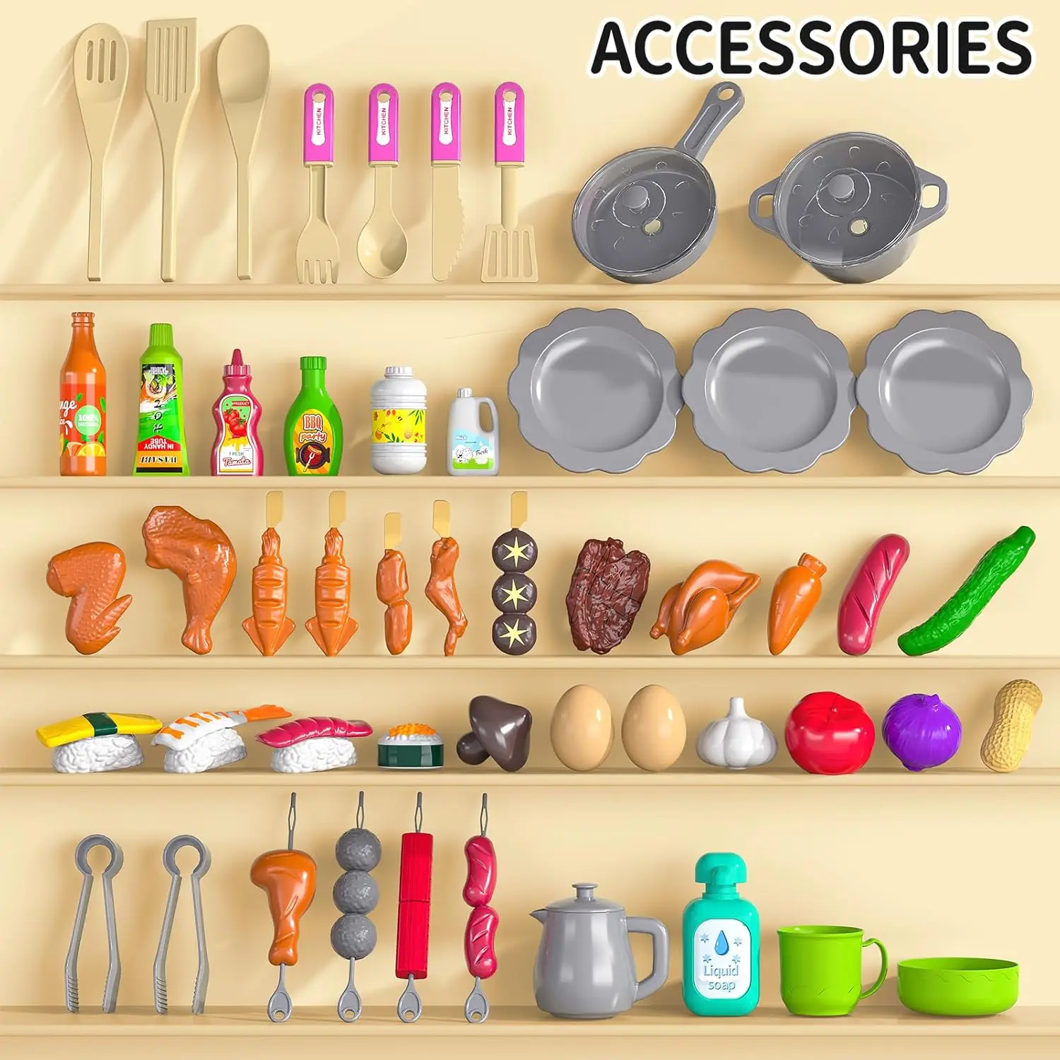 Doen Alsof Keukenspeelgoed Voor Kinderen 3 4 5 6 7-Dubbelzijdig Keukenapparaat Met Speelgoedaccessoires Voor Meisjes, Kookspeelgoed Voor Meisjes