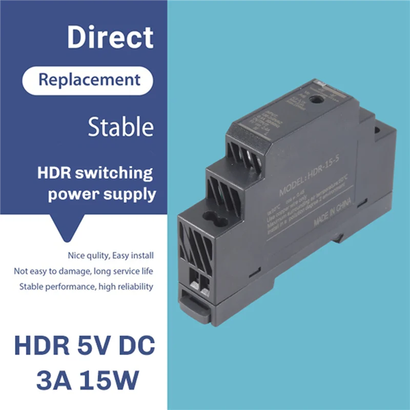 ALIM-100-240V AC 50/60Hz a 5V DC 3A 15W Trasformatore su guida DIN con ingresso per alimentatore per automazione industriale domestica