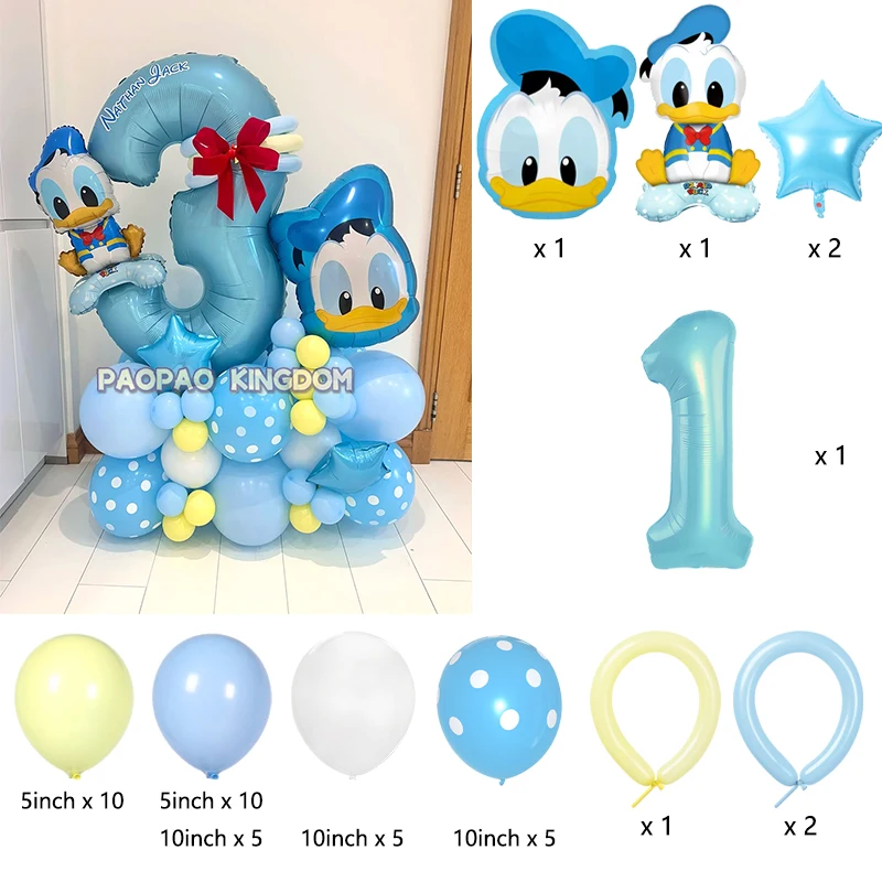 1set Children's Theme Cartoon Mouse Daisy  Donald Duck Helium Balloons Number Balloons  Baby Shower Kids Birthday Party Supplies view 2