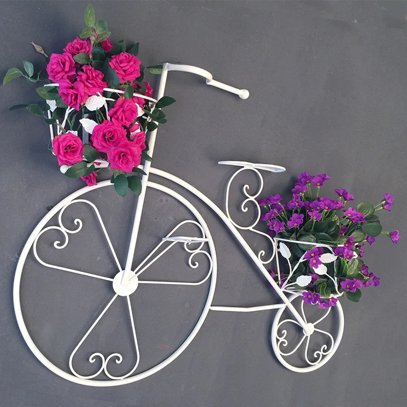 Bicycle Flower Rack Wall Hanging Basket Retro Iron Bicycle Decoration Garden Balcon Ornament Creative Design Hanging Parts