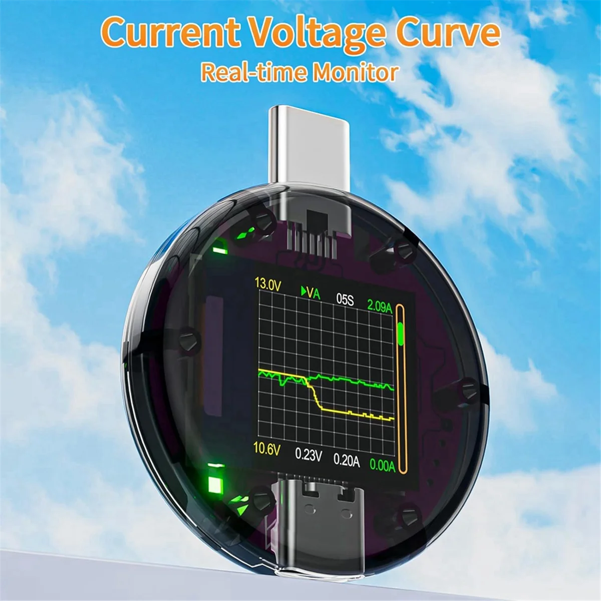 USB C Power Meter Tester, Multímetro, Tensão Corrente, Amp, Volt Detector, Tester Digital para Carregadores, Power Bank Cable