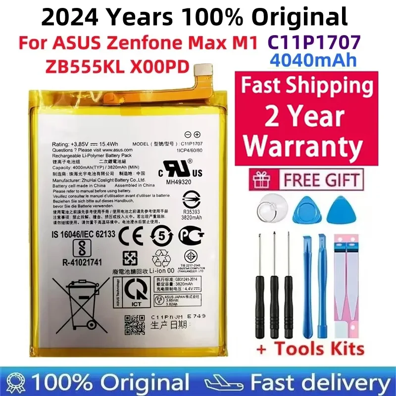 

100% Original C11P1707 Phone Battery For ASUS Zenfone Max M1 ZB555KL X00PD 4040mAh High Capacity +Free Tools