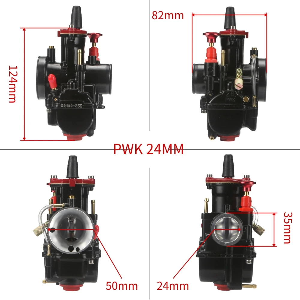 Flat Curtain Motorcycle Carburetor With Power Jet For Mikuni PWK 24 26 28 30 32 34mm Dirt Bike Motocross Racing Carb Modified view 6