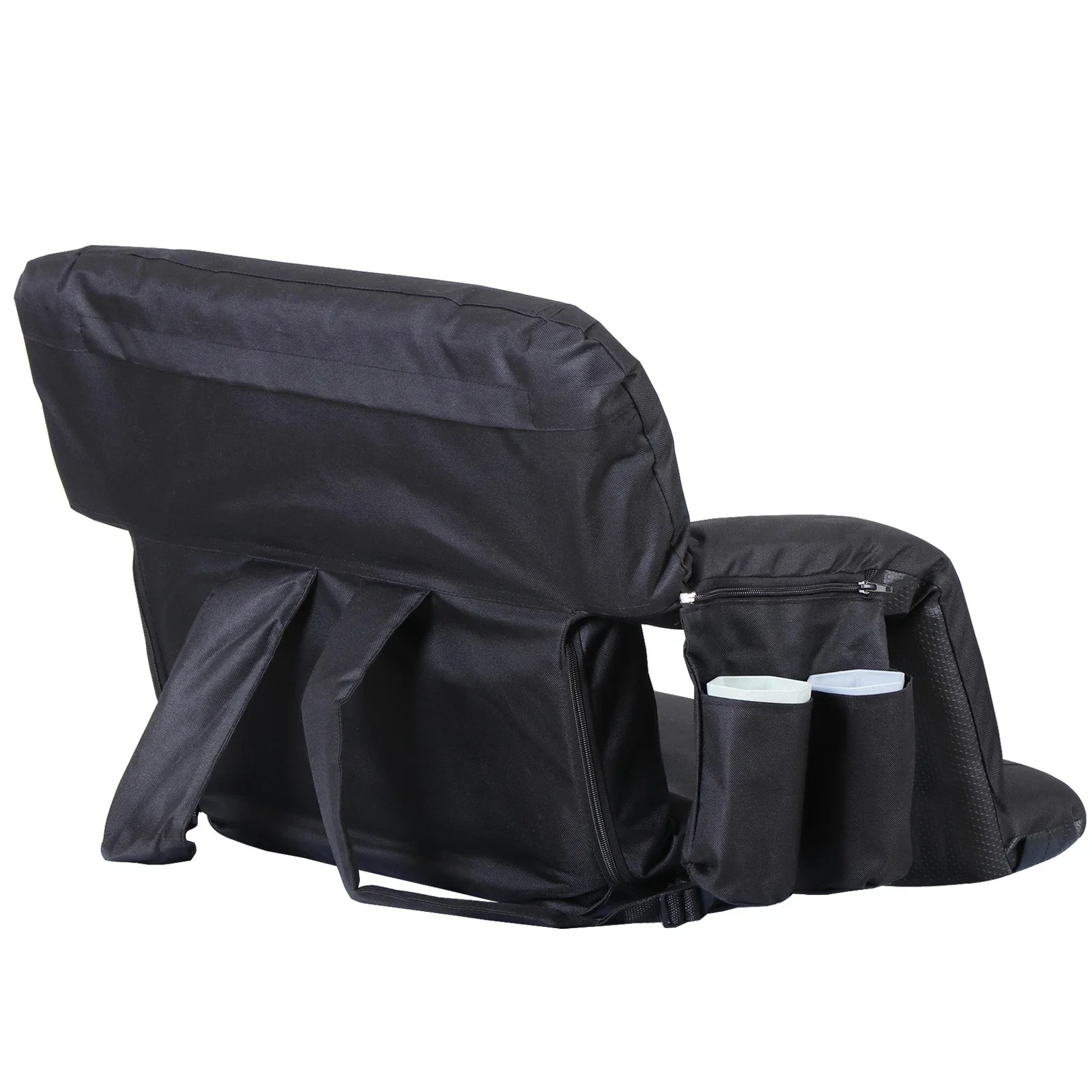 24.5 inch Stadium Seat for Bleacher Reclining Bleacher Seat with Pockets Black