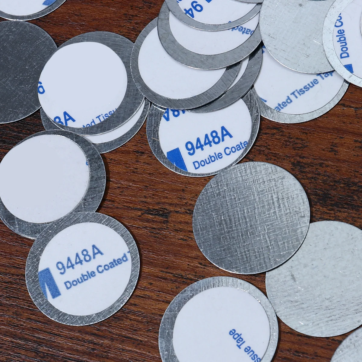 Feuilles de fer rondes Double face, tampons métalliques adhésifs pour Base de boîte, étui pour fard à paupières longue durée, 100 pièces