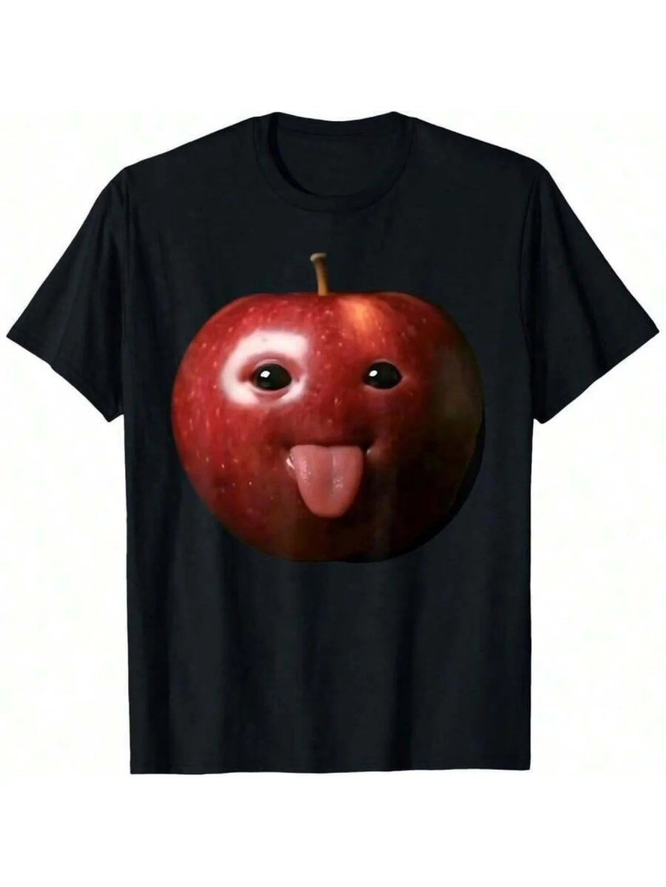 Humor Gen Z Brainrot Silly Apple Graphic Men's T Shirt Tee Women Summer Spring Novelty Streetwear Oversized Trend Casual Trendy