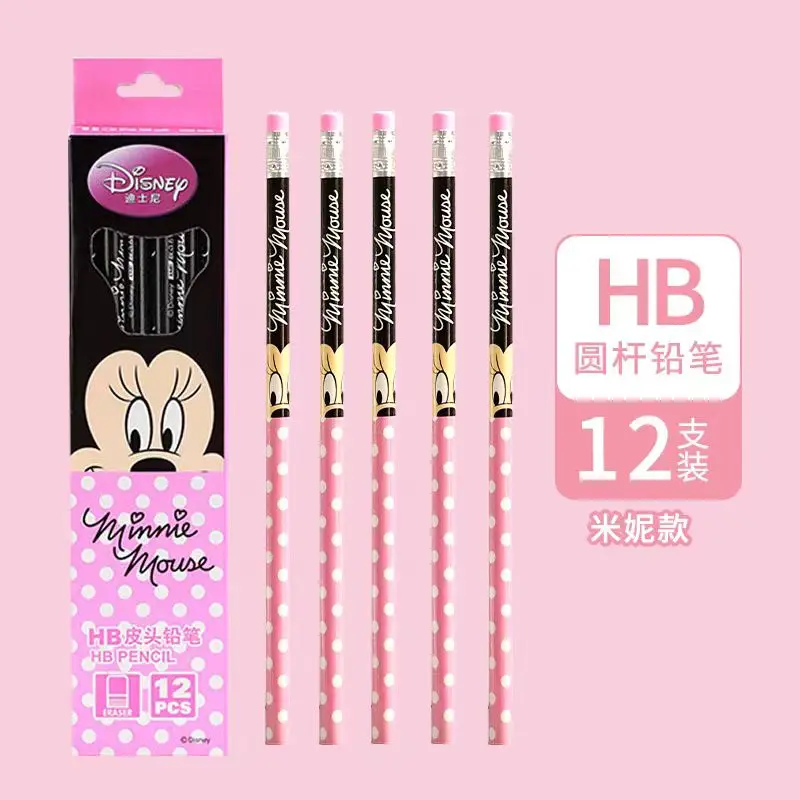 12 pçs disney minnie mickey lápis dos desenhos animados ação anime figuras neve branca belle caneta bonito estudante artigos de papelaria para presentes