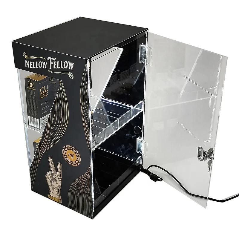 custom.Smokeless Shelf Drawer Pusher Lighting Display Stands Acrylic Counter a Smoke Shop Showcase