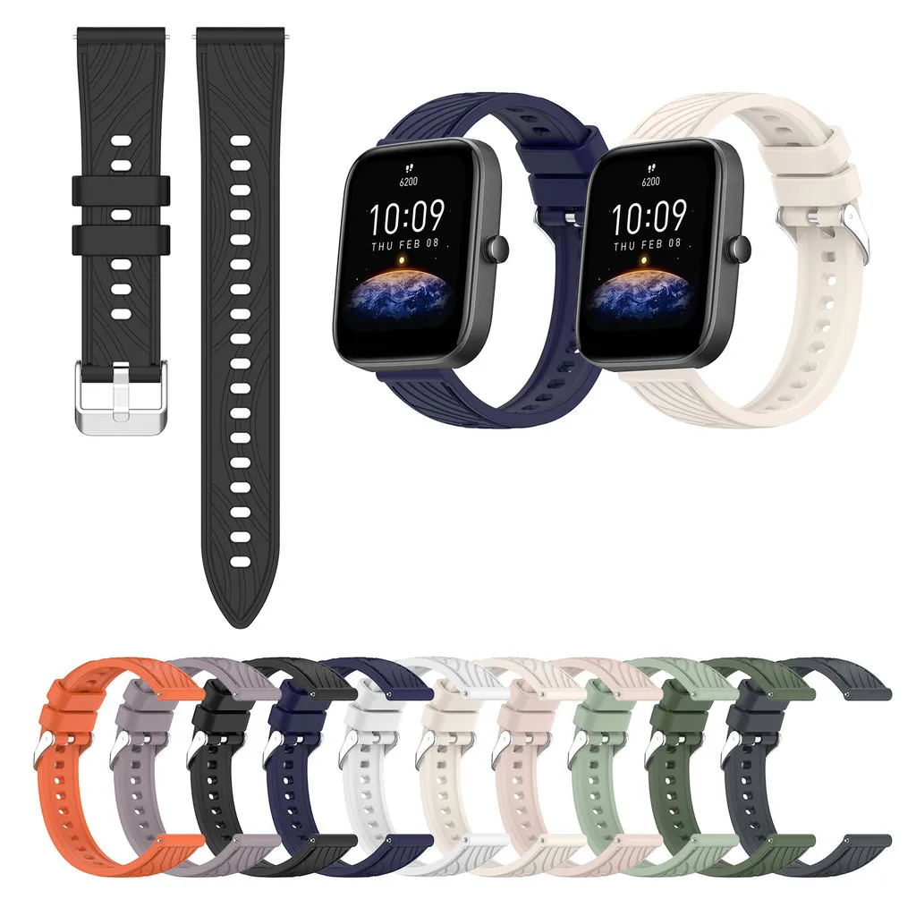 

20mm 22mm Silicone Strap for Huami Amazfit Bip5 Bip3 Bip 3 5 Lite S U Pro Pattern Lines Bands