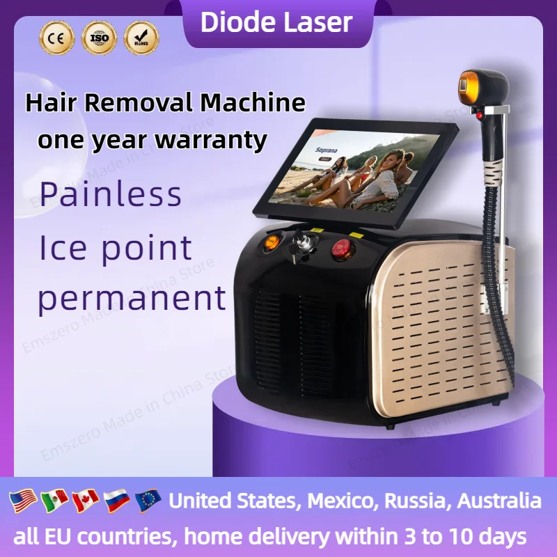 

Профессиональный диодный лазер 808 нм для удаления волос в салонах красоты, безболезненная перманентная эпиляция и омоложение кожи