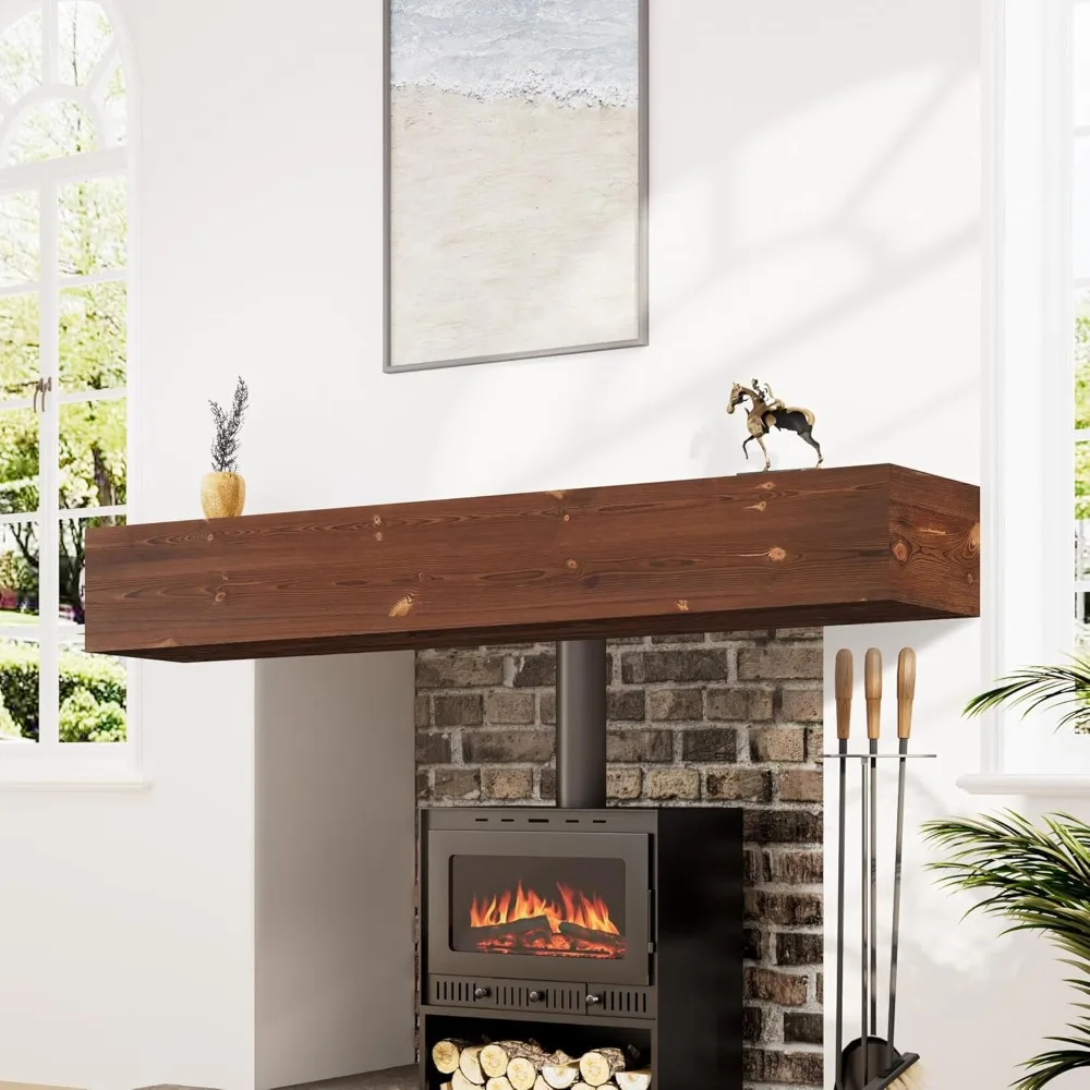 

Handcrafted Mantel Shelf for Over Fireplace, Wood Mantel with Invisible Heavy Duty Bracket, Wood Floating Shel