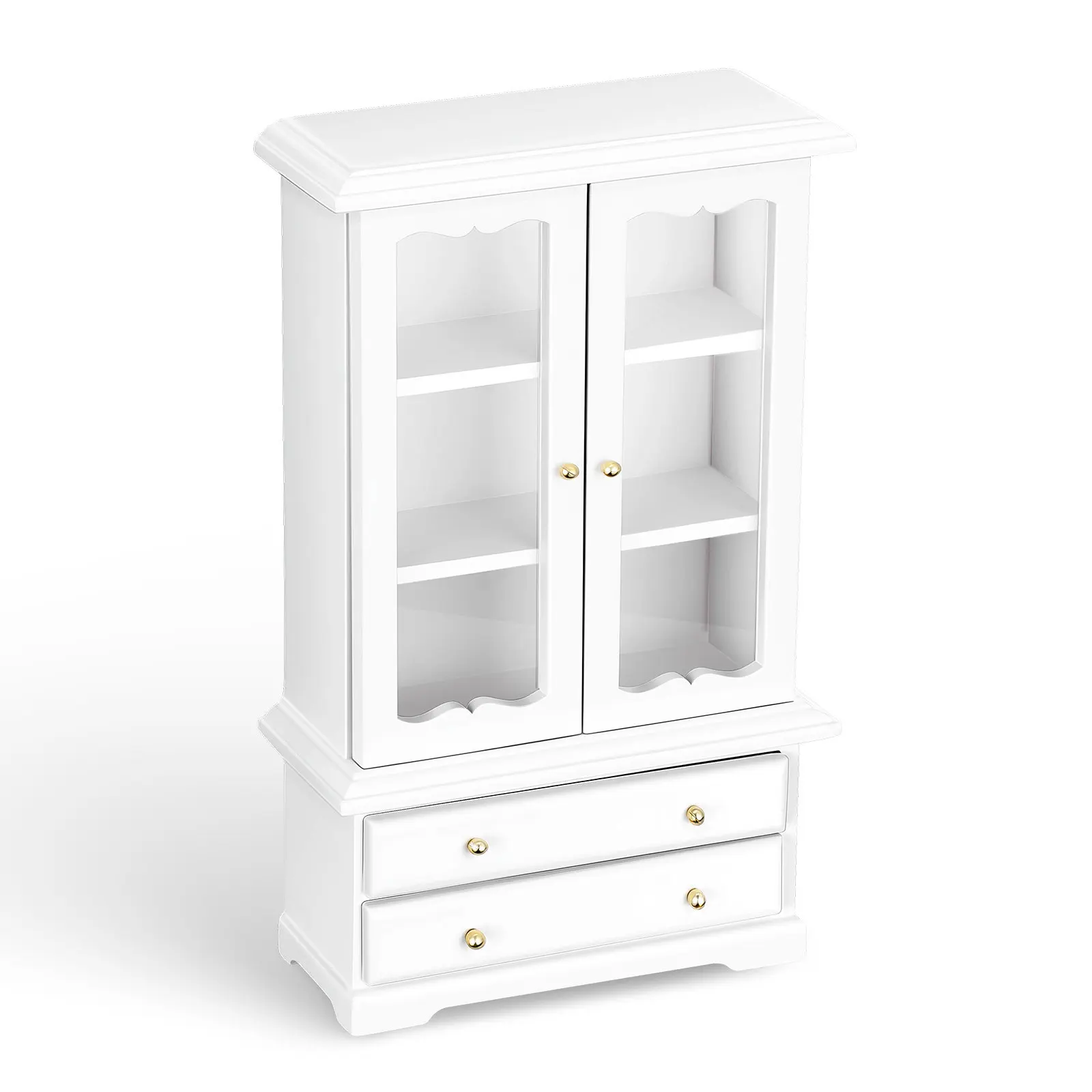 

Sophisticated Miniature Bookshelf 1:12 Scale Corrosion Resistant Wooden Glass Display Shelf for Mini House Room Box Decor