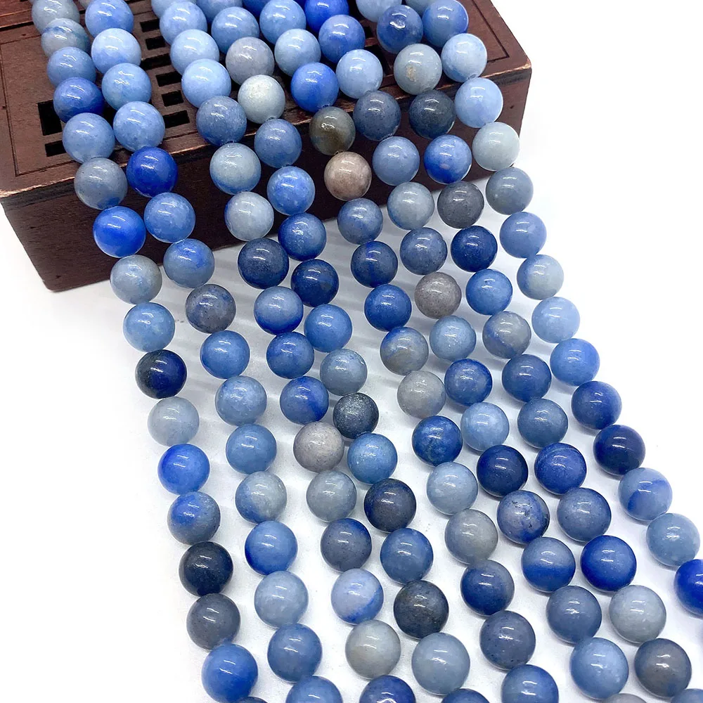 

6/8/10mm Natural Stone Blue Aventurine Round Polished Loose Bead Accessory 1 Strand For Necklace Bracelet Jewelry Making