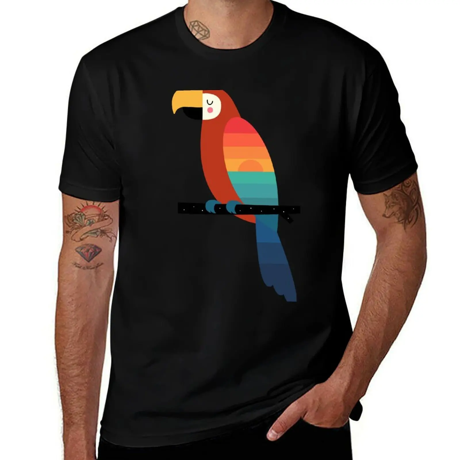 

Sunset Parrot T-Shirt t shirts for man graphic vintage man t shirts high quality luxury brand T-Shirt
