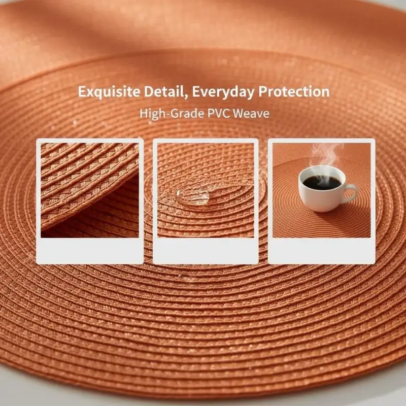 Round 38cm Home Placemat Insulation PP Dining Table Mat Biodegradable Woven Dining Mat For Kitchen Xmas Dining Table Party Decor