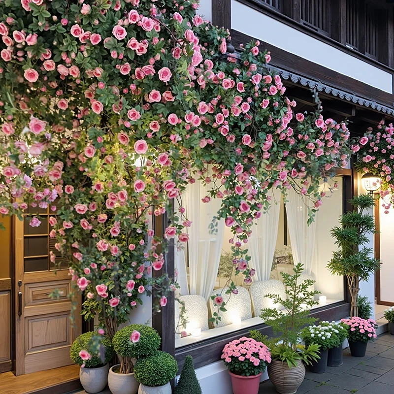 Flower wall background wall rose simulation flower vine window door head fake flower landscaping decoration Internet Classical