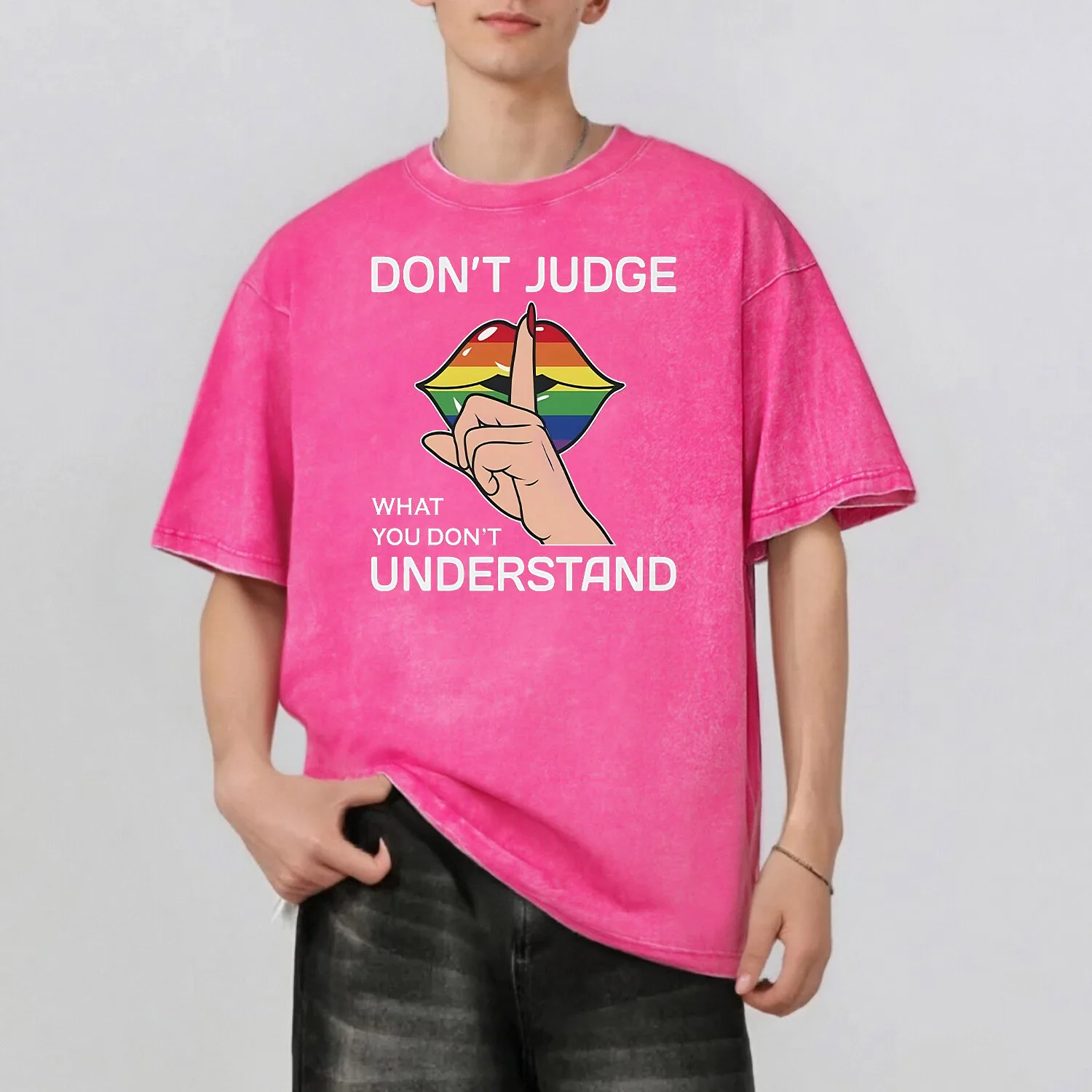 

Don't Talk Graphic Print Fashion Retro Style Washed T-Shirt Casual Short Sleeve 100% Cotton Unisex Top 230G