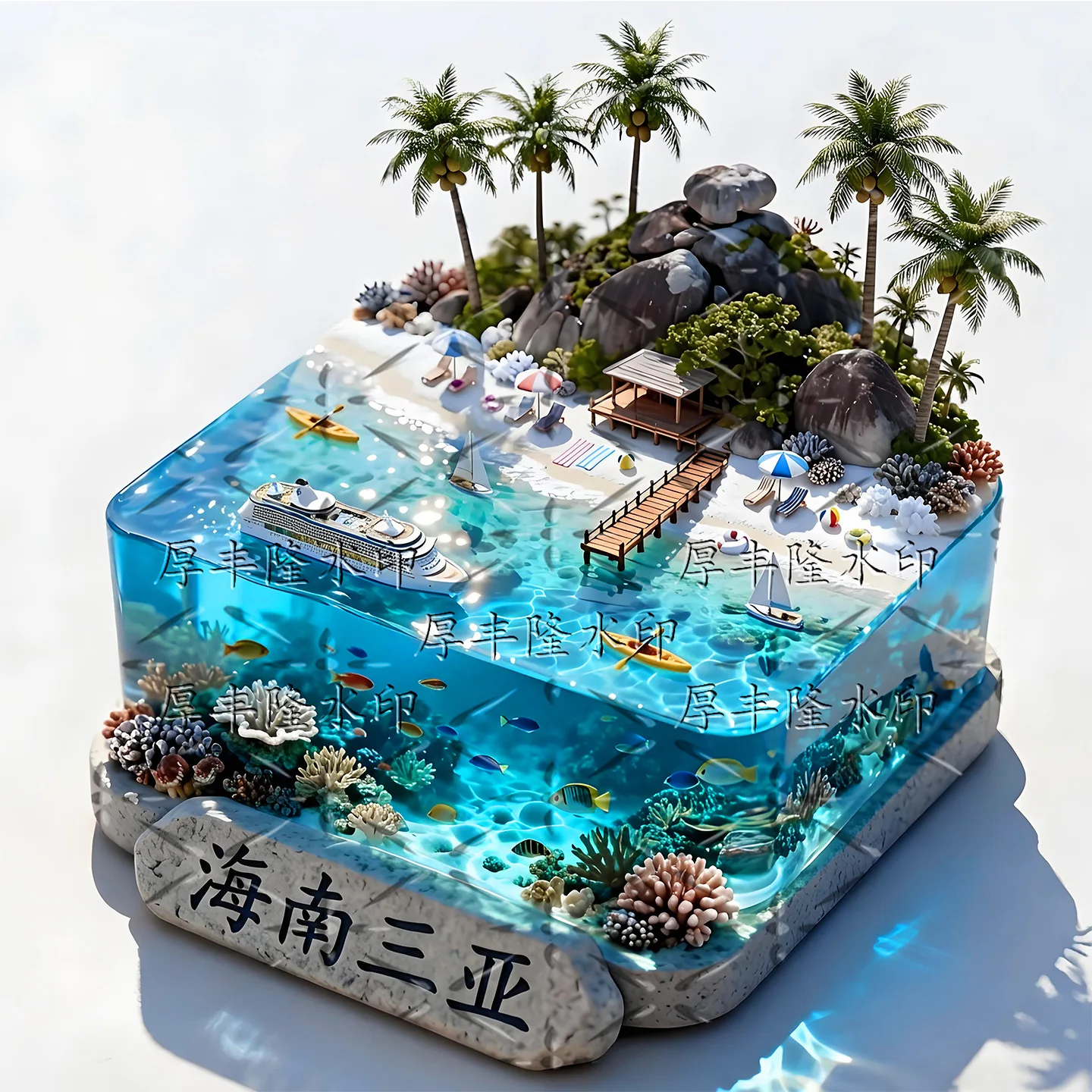 Metal Magnetic Fridge Magnet, Sanya Hainan Trendy Cultural & Creative Travel Scenic Spot Collectible Souvenir Gift