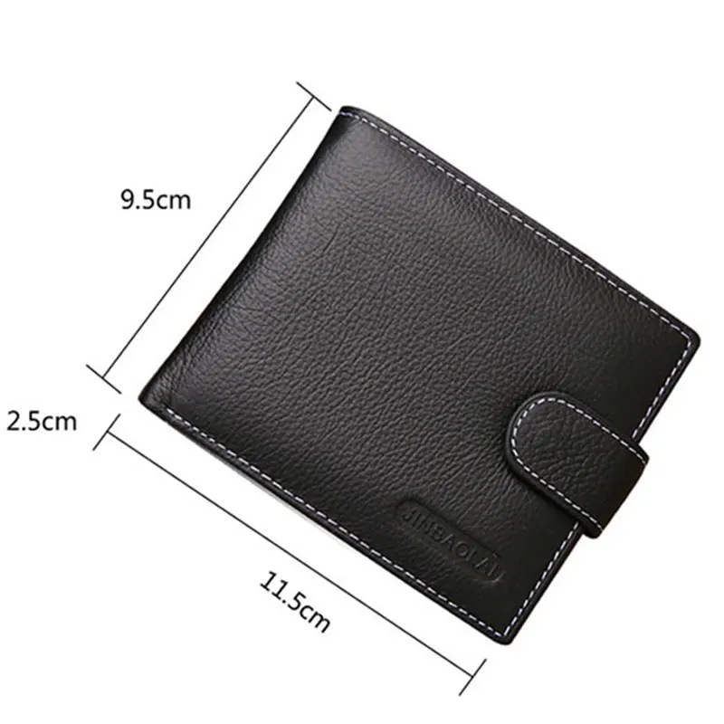 New Short Men Genuine Leather Wallets Large Capacity Card Horder Male Wallet Coin Pocket Photo Holder Black Men's Buckle Wallet