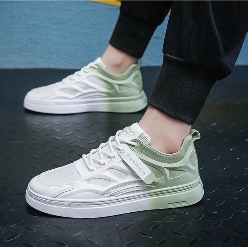 White Sneakers Men Breathable Summer Shoes Fashion Mesh Mixed Color Flat Men Casual Footwear New Student Tennis Shoes Zapatillas