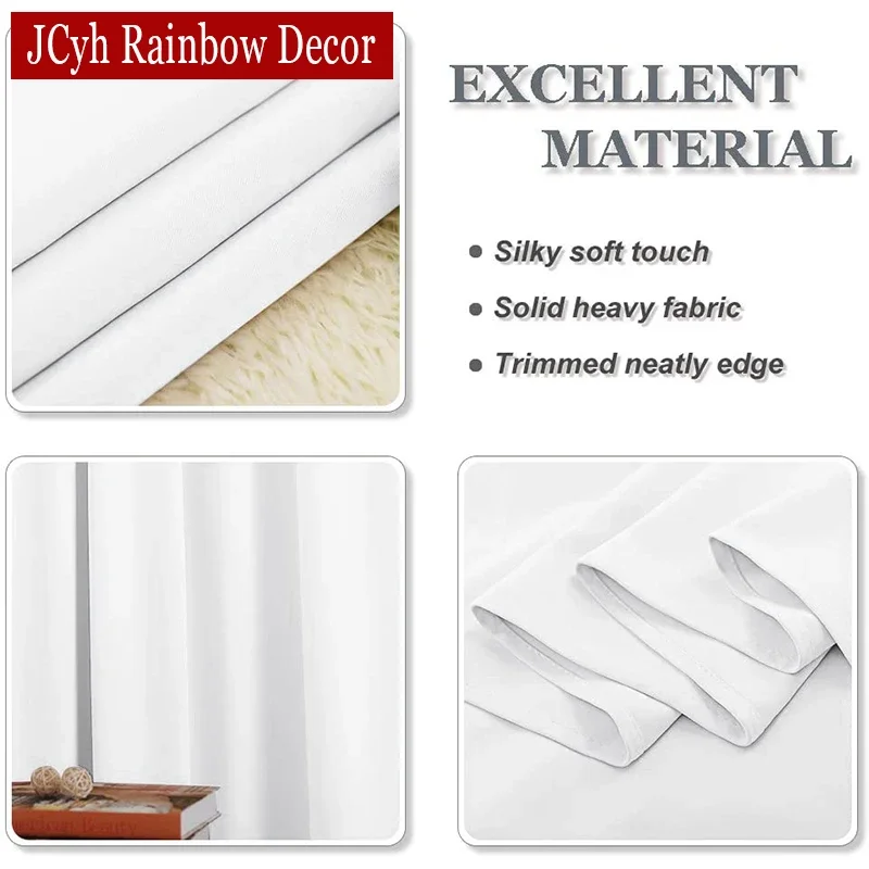 White Blackout Short Curtains for Living Room Bedroom Ready-made Curtains for Kitchen Rooms Window Opaque Cortinas Shading 75%