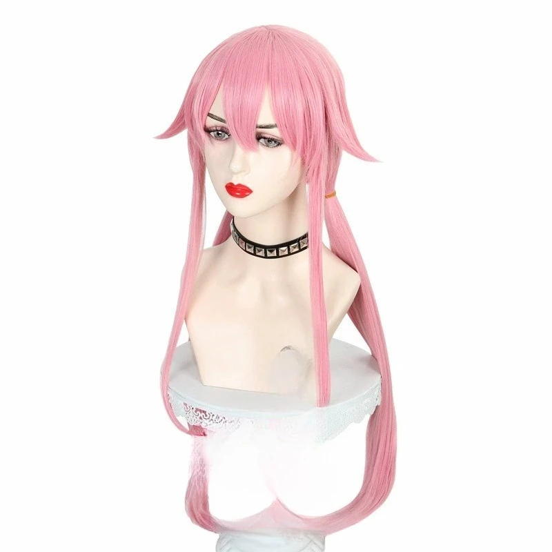 Lange, gerade, pastellrosa, hitzebeständige Cosplay-Perücke mit Flip-Twists und Pony für Anime-Halloween-Party