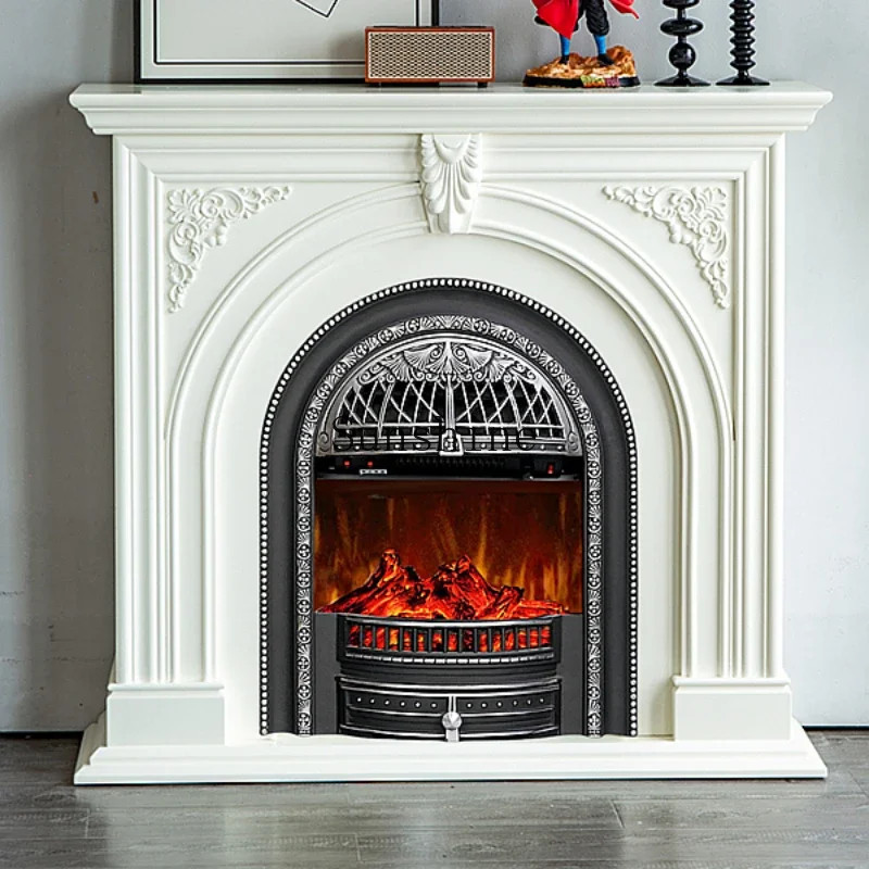 

French solid wood mantel modern simple European small apartment living room simulation fire fireplace decorative cabinet