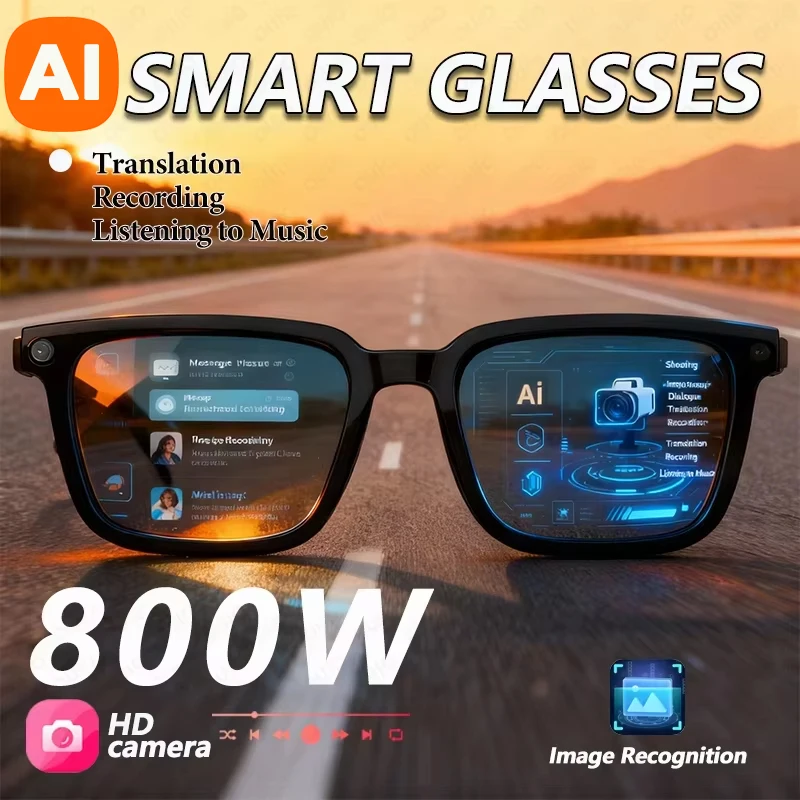 AI Smart Glasses AI Translation 8MP HD Camera 4K Shooting Image Conversation Recording Listening To Music Smart Mototcycle Glass