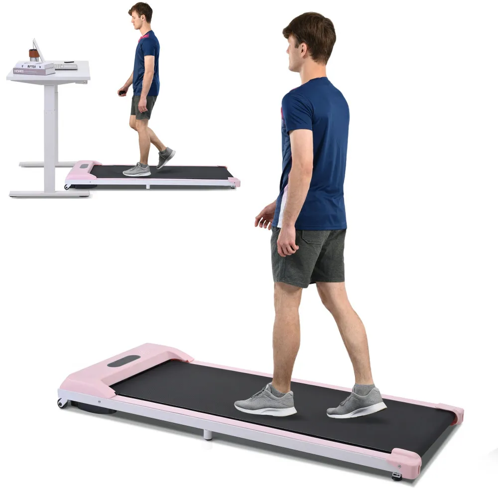 2 in 1 Under Desk Electric Treadmill 2.5HP Remote Control Display Walking Jogging Running Machine Fitness Equipment for Office