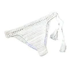 Breathable Low Rise Drawstring Hand Crochet Swimming Sunbathing Thongs Bikini